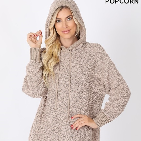 Zenana Long Sleeve Popcorn Sweater Cardigan with Pockets